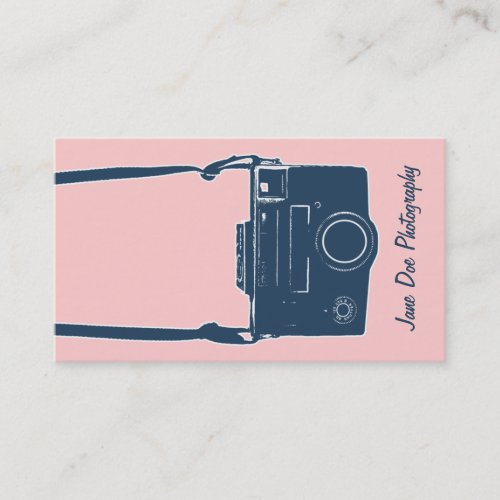 Pink and Blue Vintage Camera Business Card