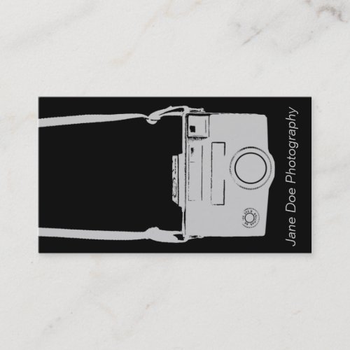 Vintage Gray and Black Film Camera Business Card