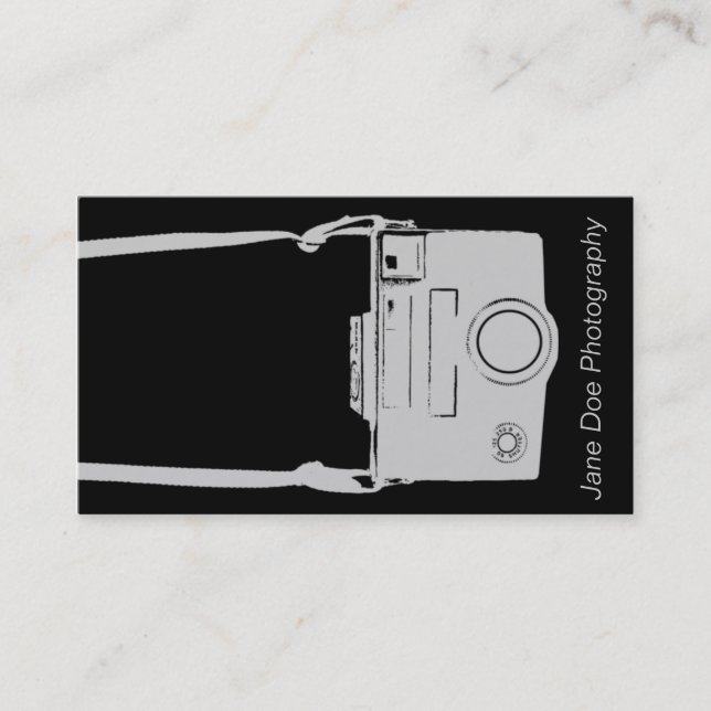 Camera Business Vintage Gray & Black Film Business Card (Front)