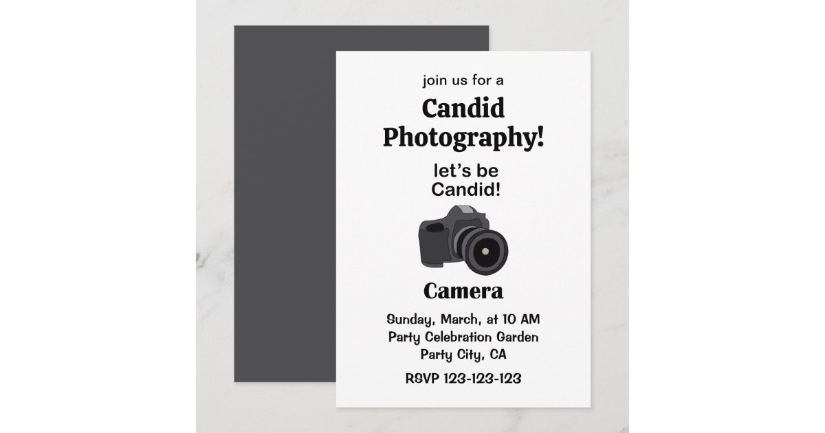 Camera Candid Photographer Photography Invitation | Zazzle