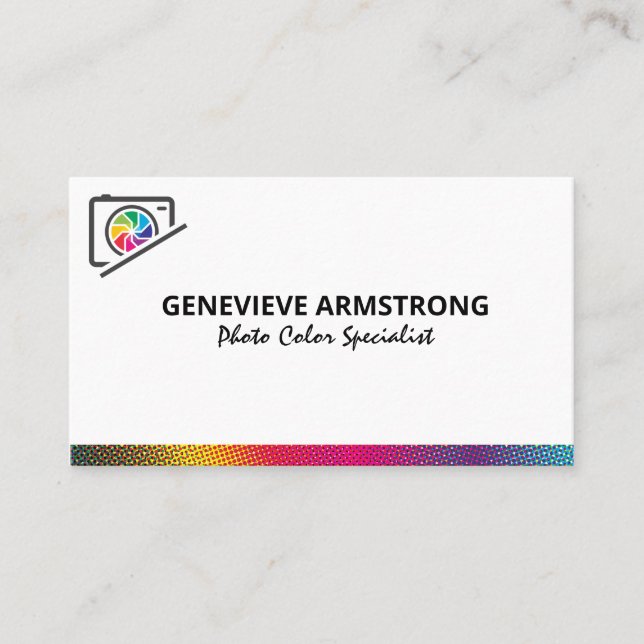 Camera Colorful Lens Logo | Halftone  Business Card (Front)