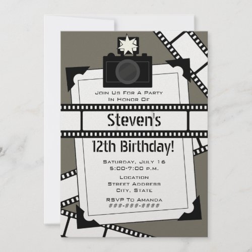 Camera Film and Photo Birthday Party Invite