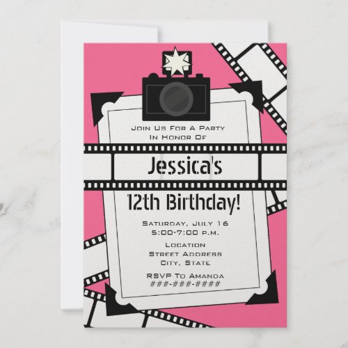 Camera Film and Photo Birthday Party Invite