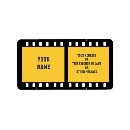 Camera Film Strip Yellow Name Gift Tag Bookplate
