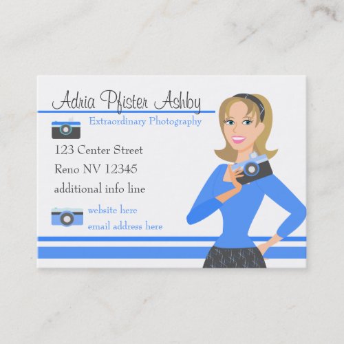 Camera Girl-Blue Business Card Template