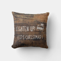 Camera Icon Cute Lighten Up It's Christmas Throw Pillow