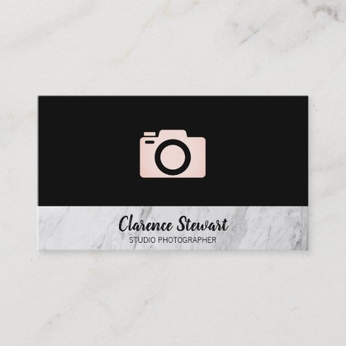 Camera Icon  Marble Trim Business Card