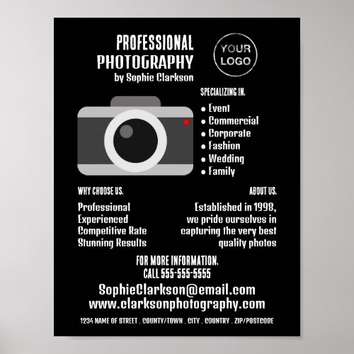 Camera Icon Photographer Photography Hire Poster