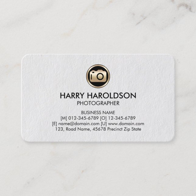 Camera Icon Photographer Premium Business Card (Front)