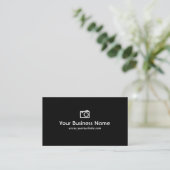 Camera Icon Plain Black Photographer Business Card (Standing Front)