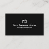 Camera Icon Plain Black Photographer Business Card (Front)