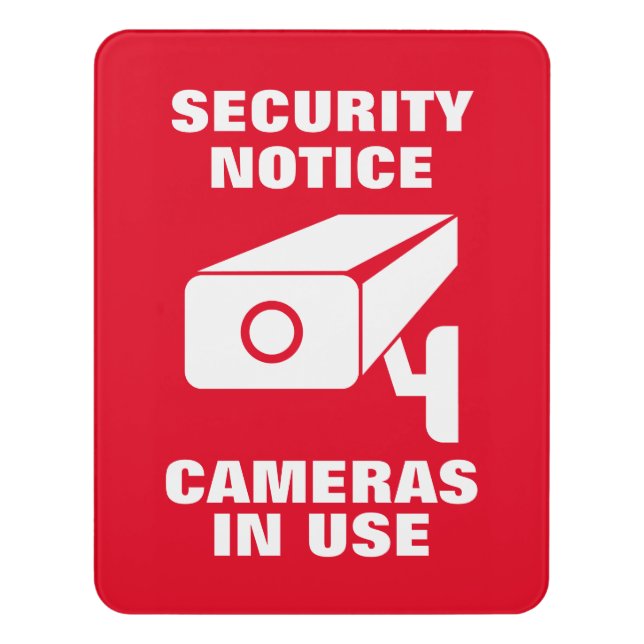 Camera in use surveillance warning red security door sign (Contemporary Vert)