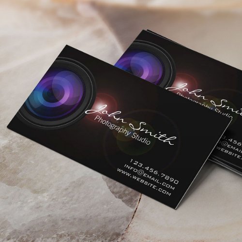 Camera Len  Light Flare Photography Photographer Business Card