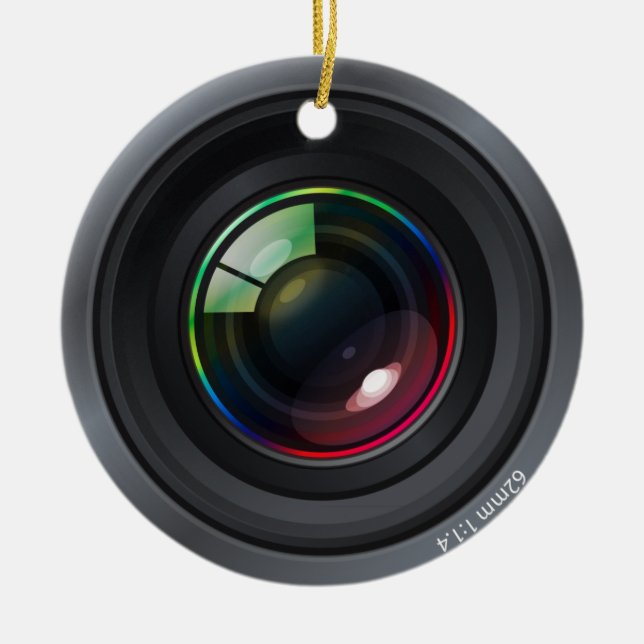 Camera Lens - Add your photo Ceramic Ornament (Front)