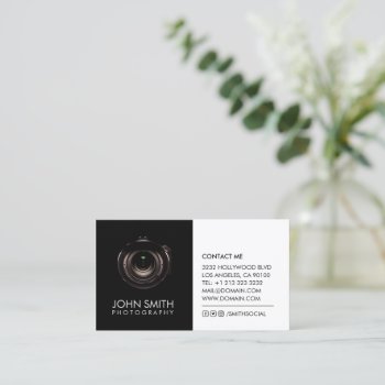 Camera Lens Black And White Photography Business Card by J32Design at Zazzle