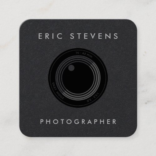 Camera lens black square business card