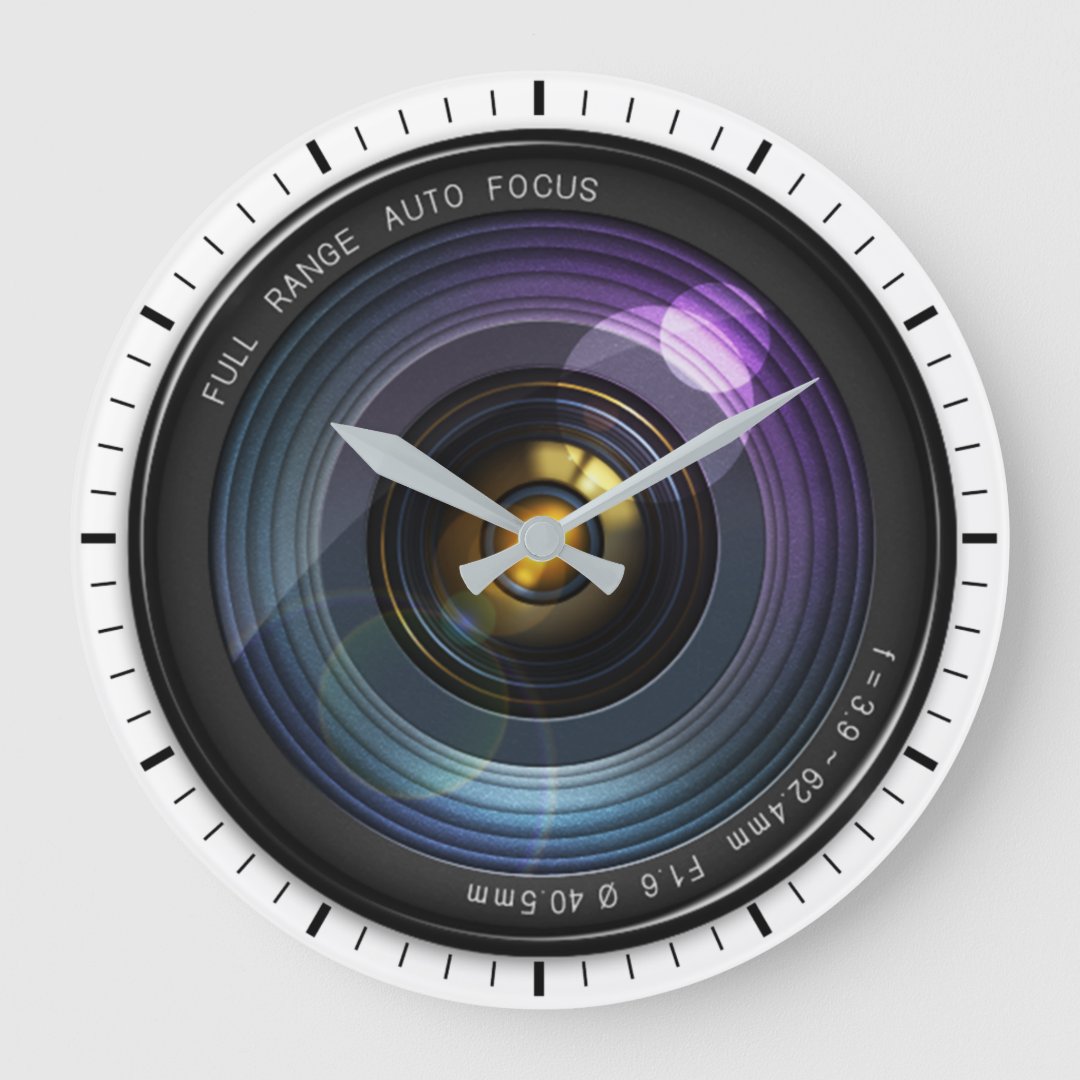 Camera Lens Large Clock | Zazzle