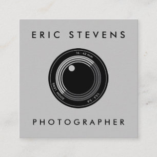 Camera lens minimalist photographer square business card