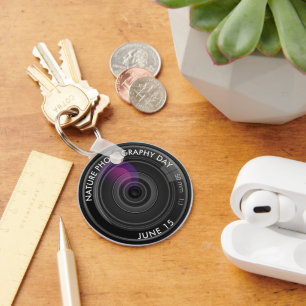 Camera Lens, Nature Photography Day Keychain
