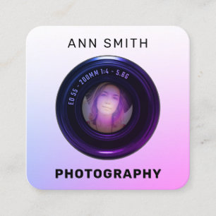 Camera lens photo frame  square business card