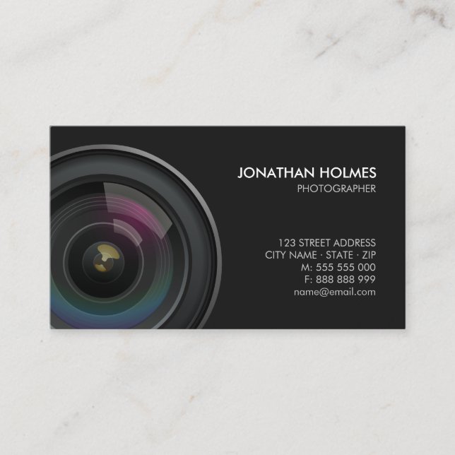 Camera Lens Photographer business card (Front)