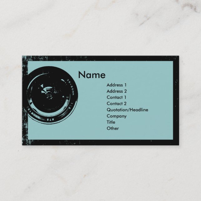 Camera Lens Photographer Business Card (Front)