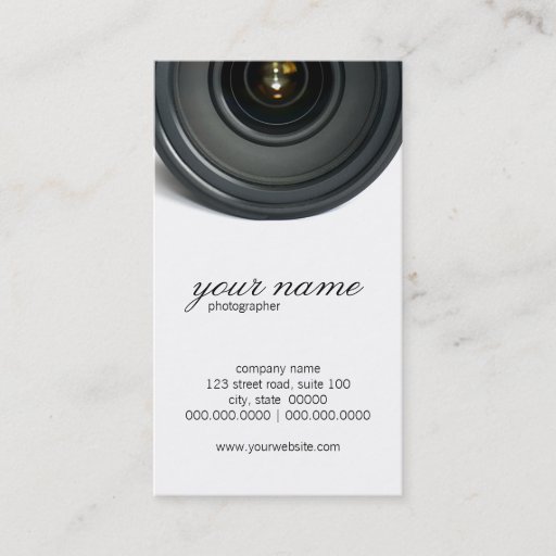 Customizable Camera Lens Photography Business Cards