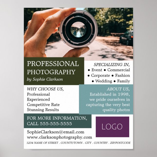 Camera Lens, Photography, Photographer Hire Poster (Front)