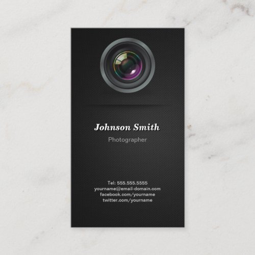 Camera Lens - Show Your Best Photo on the Back Business Card Template