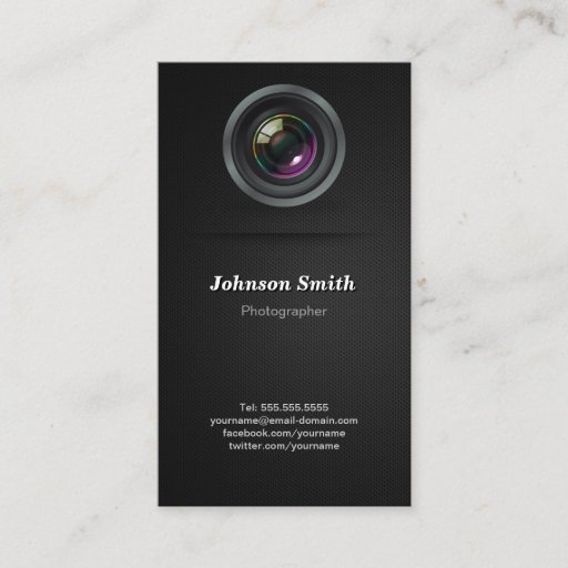 Customizable Camera Lens - Show Your Best Photo on the Back Business Card Template