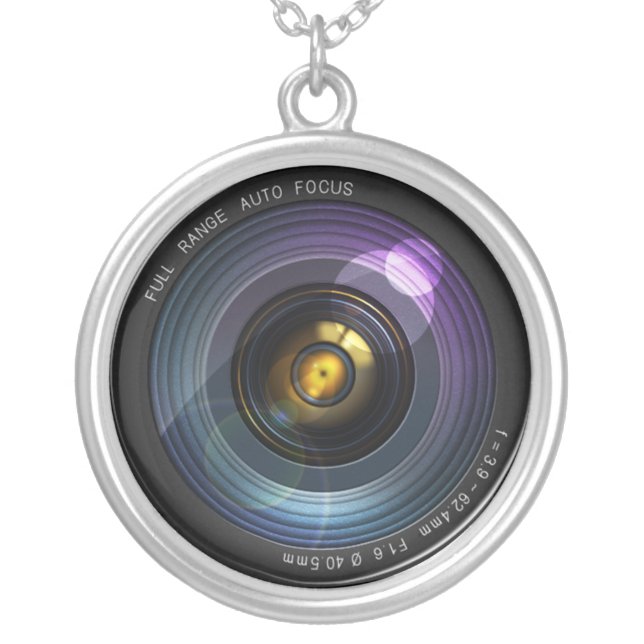 Camera Lens Silver Plated Necklace (Front)