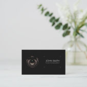 Camera Lens Viewfinder Black Photography Business Card (Standing Front)