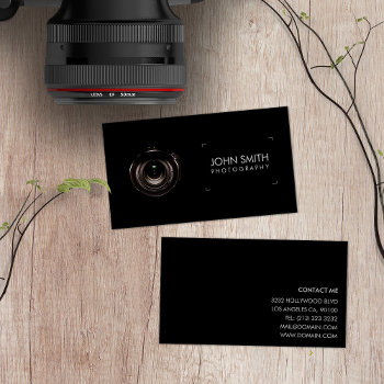 Camera Lens Viewfinder Black Photography Business Card by J32Design at Zazzle