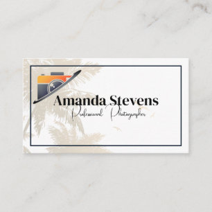 Camera Logo Tropical Trees Business Card