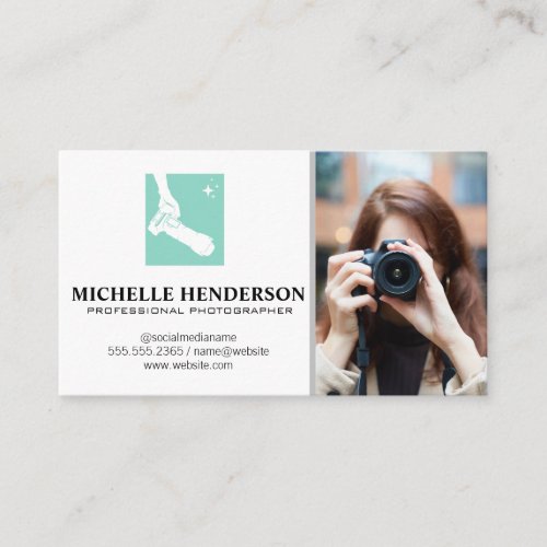 Camera Logo  Woman Holding Camera Business Card