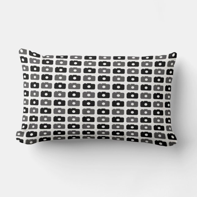 Camera Love (Black and Gray) Lumbar Pillow (Front)