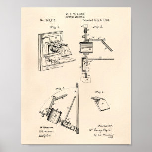 Camera Obscura 1881 Patent Art - Old Peper Poster