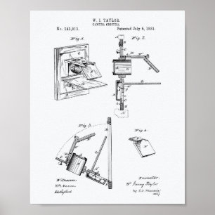 Camera Obscura 1881 Patent Art - White Paper Poster