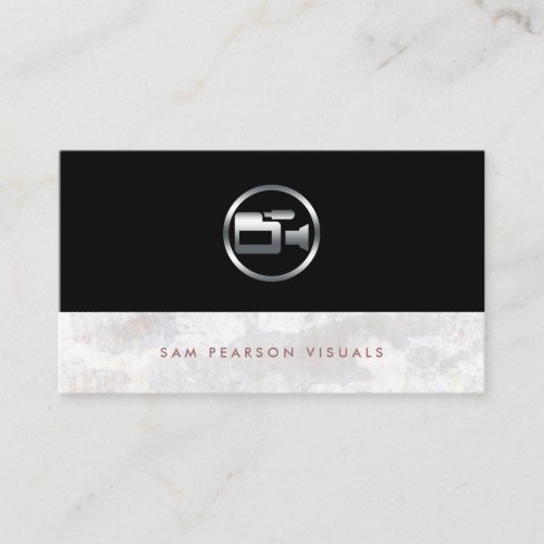 Camera Operator Bold Silver Camera Icon Elegant Business Card