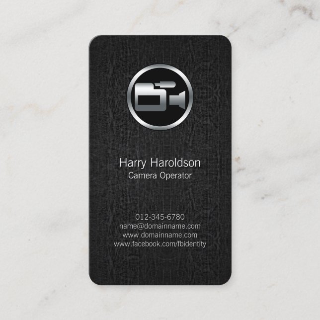 Camera Operator Camera Black Grunge Business Card (Front)