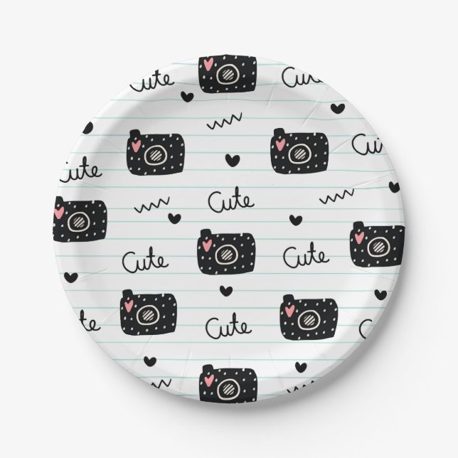 Camera pattern paper plates (Front)