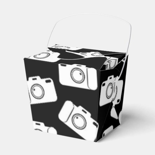 Camera Pattern Retro Icons Cameras Design Black Favor Boxes