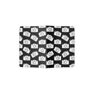Camera Pattern Retro Icons Cameras Design Black Passport Holder