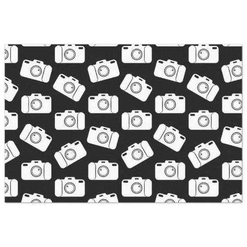 Camera Pattern Retro Icons Cameras Design Black Tissue Paper