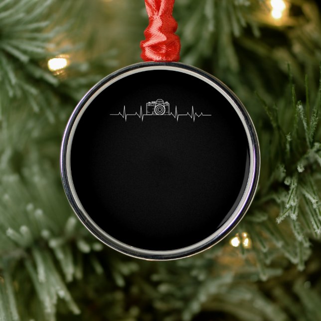 Camera Photography Heartbeat  Photographers Metal Ornament (Tree)