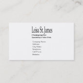 "Camera" - Professional Photographer, Photography Business Card (Back)