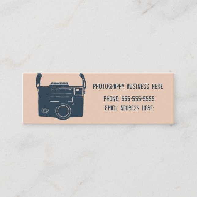 Camera Retro Film Blue & Peach Business Card (Front)
