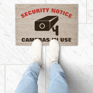 Camera security notice floor sign fiber doormat