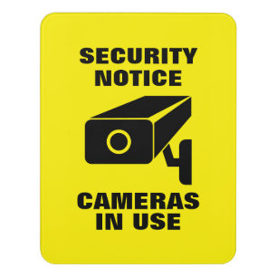 Camera Security Notice video surveillance yellow Door Sign