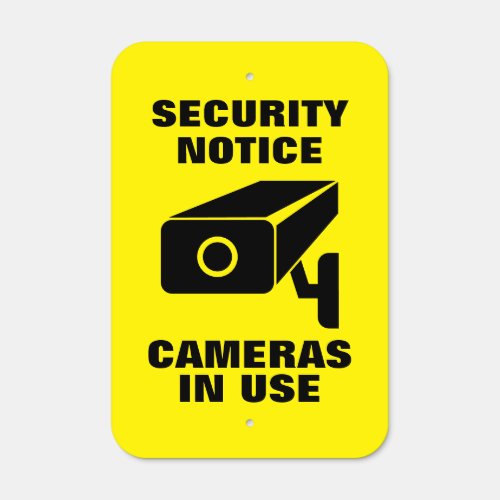 Camera Security Notice video surveillance yellow Metal Sign